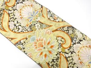 アンティーク　花更紗模様織り出し袋帯（材料）